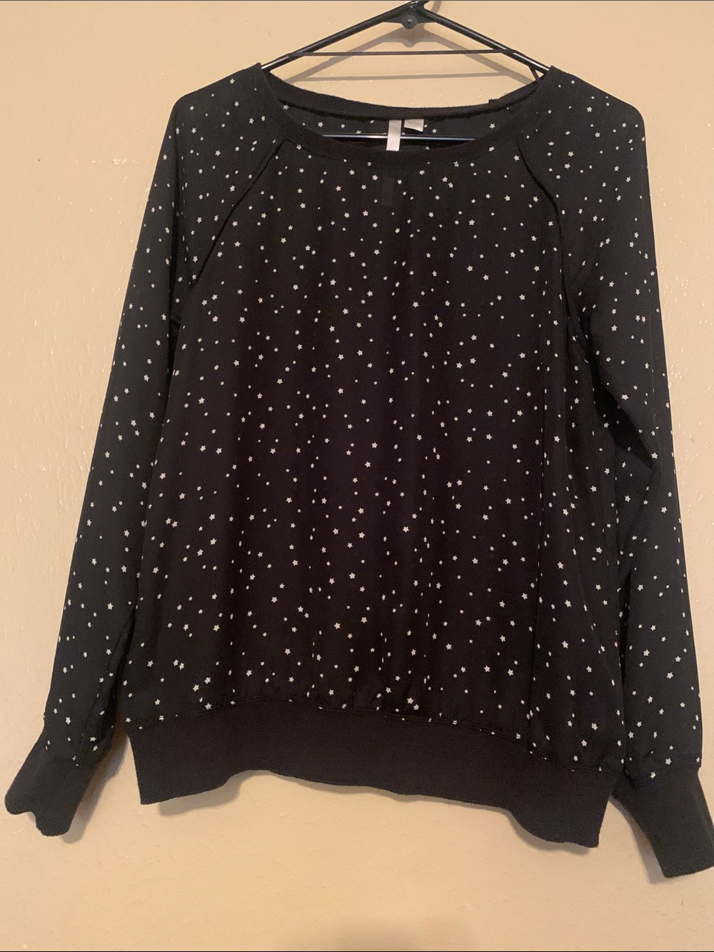 Lauren Conrad Black Blouse with White Star Print